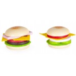 Hamburger de jucarie set 2 hamburgeri din lemn cu ingrediente - Kitchen Role Play